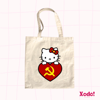 Bolsa Tote Ecobag Estampada 30x35 Feminina em Algodão Cru Hello Kitty Comunista em Algodão Cru - Tamanho médio em Oferta na Shopee
