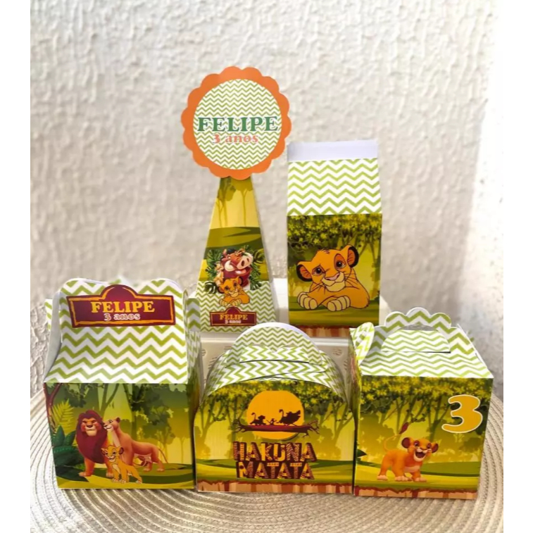 Personalizados Rei Leão (PEGUE E MONTE) - Kit festa - lembrancinha - aniversário - caixinha personalizada - festa