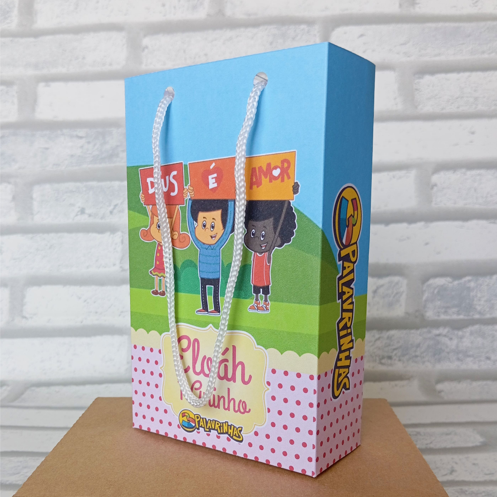 Sacolinha personalizada para lembrancinhas no tema 3 palavrinhas menina
