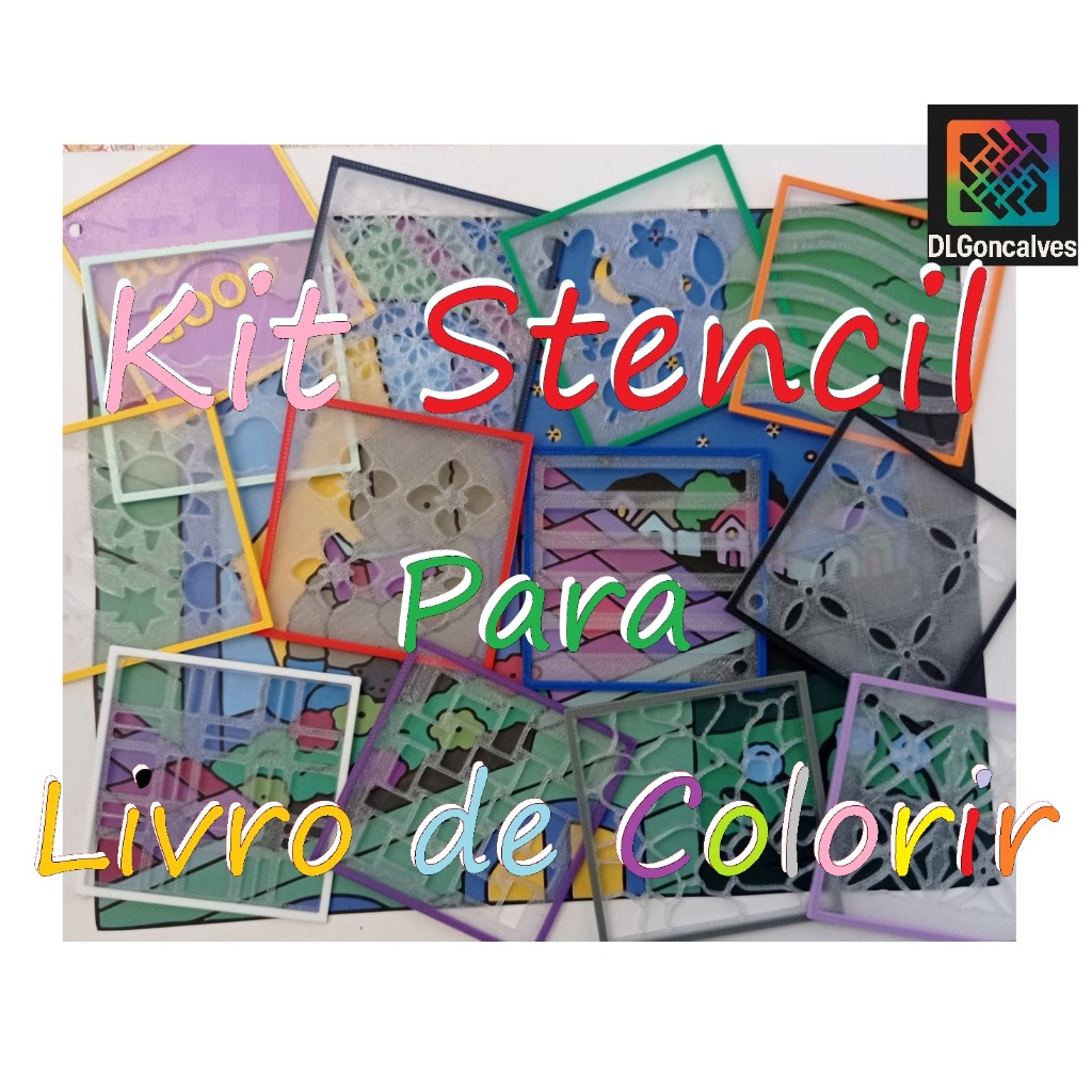 Kit Chaveiro Stencil Para os Livros de Colorir do Momento. Com 16 e opção com Caneta Gel Branca. em Oferta na Shopee