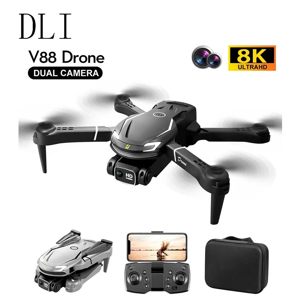 Drone V88 8K Câmera Dupla Profissional Para Evitar Obstáculos Fotografia Aérea Quadricóptero Fluxo em Oferta na Shopee