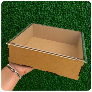Caixa em MDF com Tampa Reta Acrílico nome personalizado em Oferta na Shopee