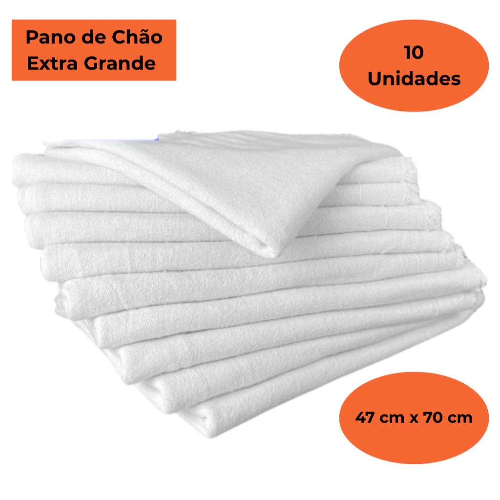 Kit 10 Pano De Chão Branco Grande Grosso Atacado Saco Duplo 47 cm x 70 cm Alta Qualidade Oferta em Oferta na Shopee