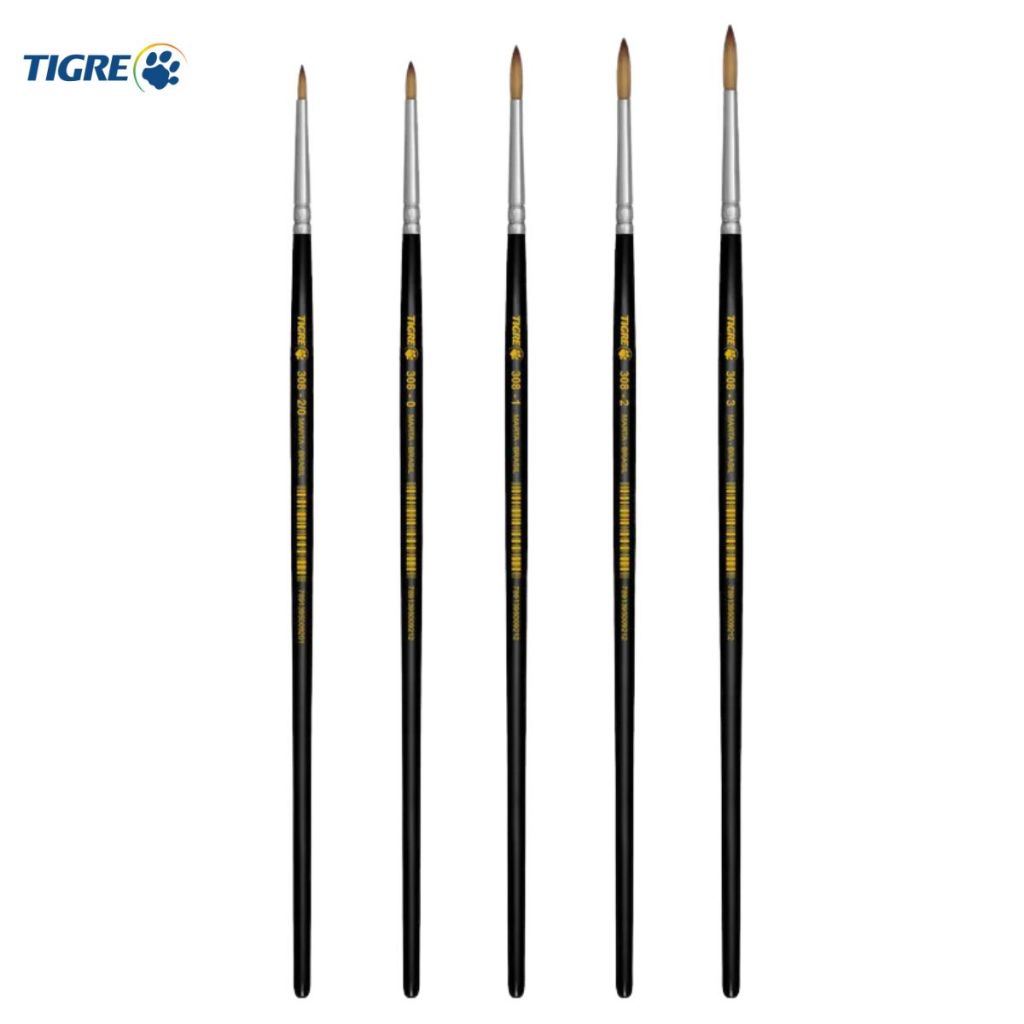 Pincel Redondo Aquarela Tigre 308 Pelo de Marta