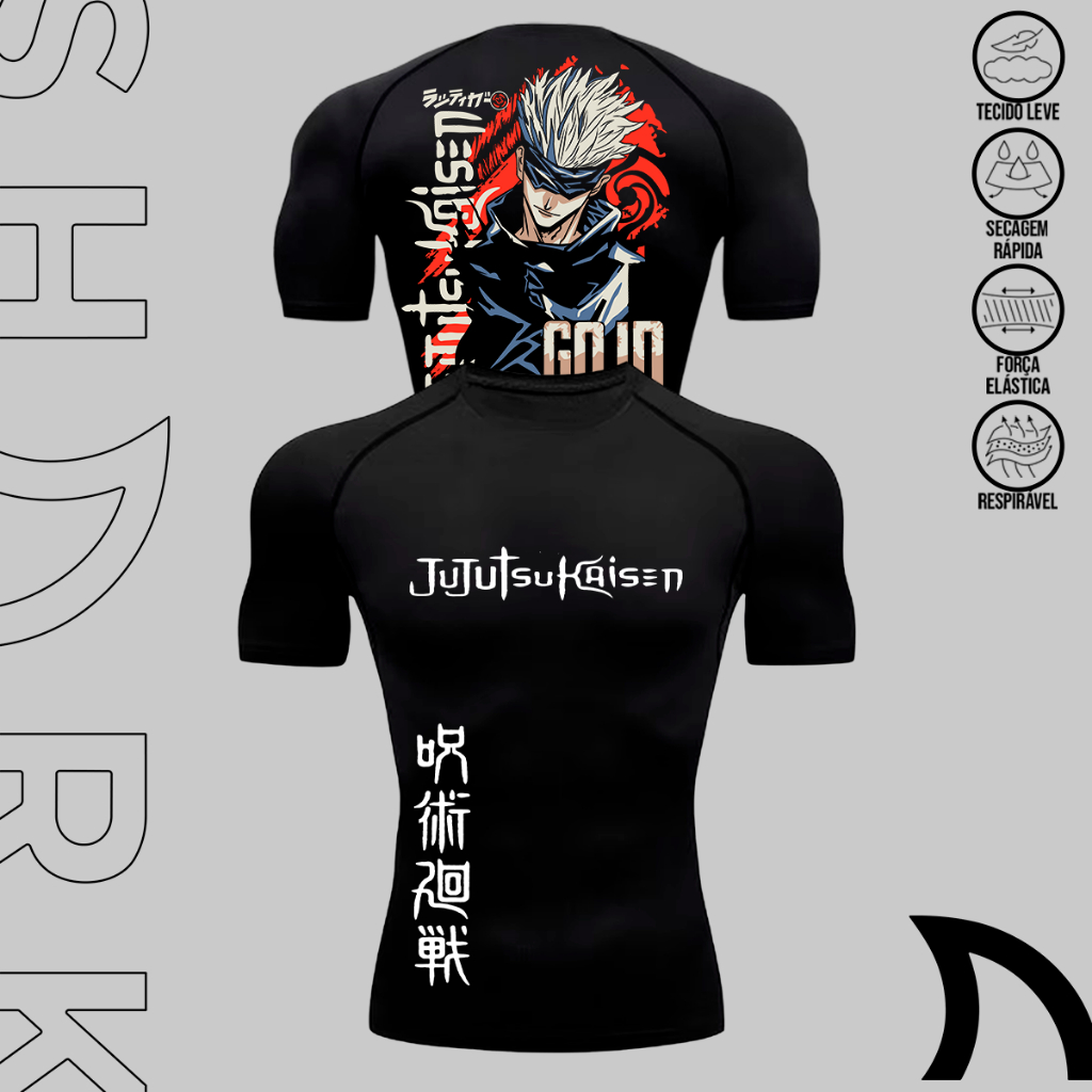 Camiseta De Compressão Masculina Academia Treino Gym Esportiva Jujutsu Kaisen Gojo Personagem