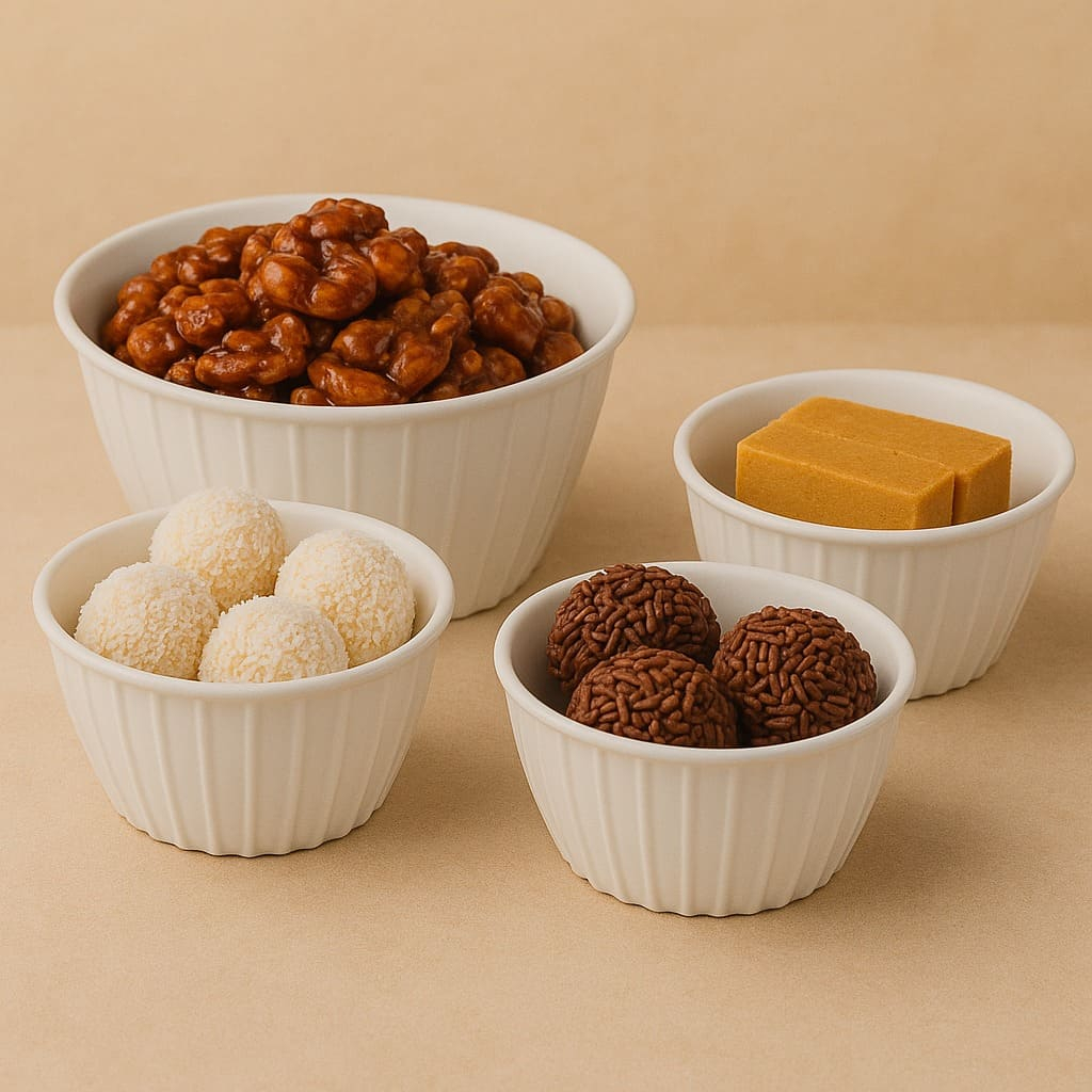 Kit 4 Ramekins Plásticos (3 Pequenos + 1 Grande) 420ml 1500ml Plástico Multiuso Feijoada Caldos