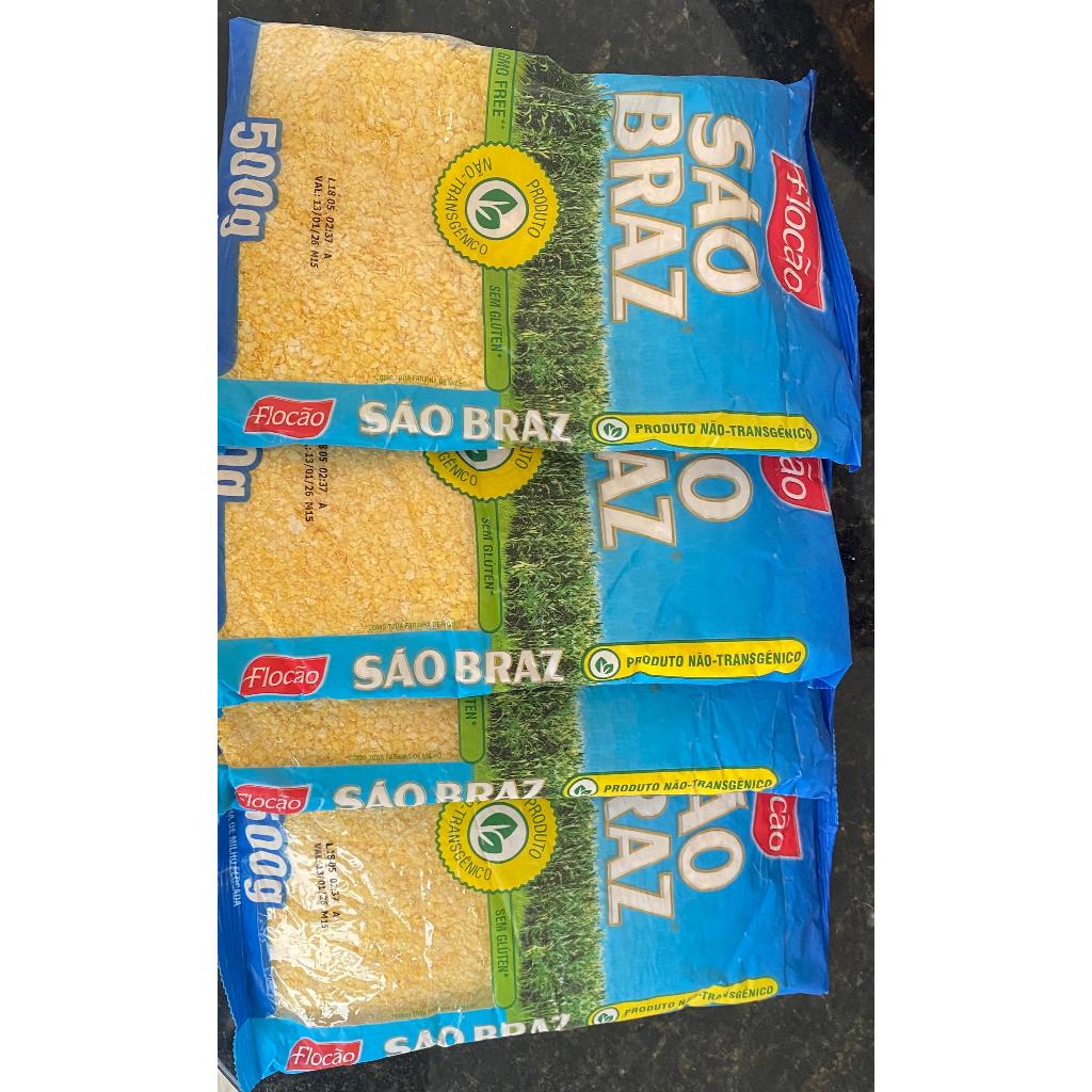 Kit 4 Cuscuz Flocão Sao Braz farinha de milho flocada Nao - Trangenico