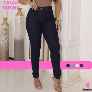 Calça Feminina Jeans Cintura Alta Com Lycra Skinny Levanta Com Elastano Stillger em Oferta na Shopee