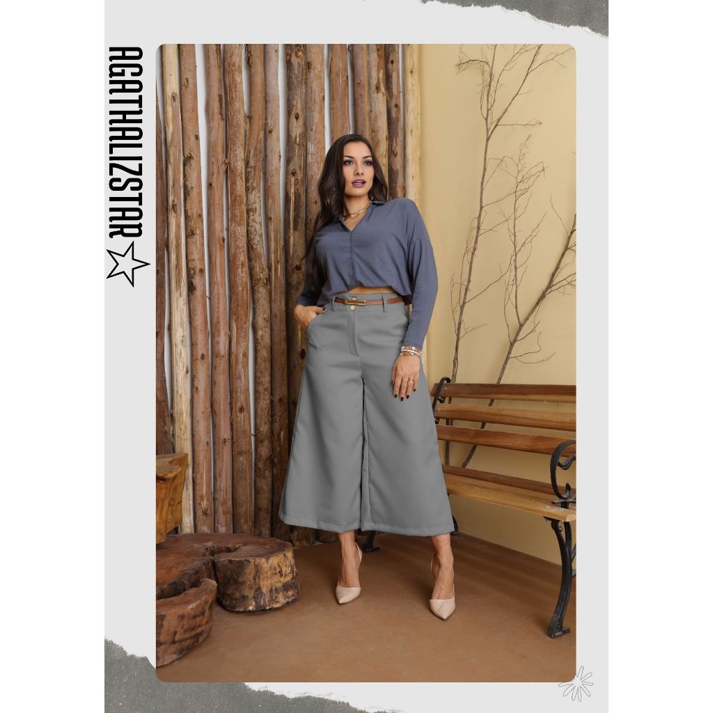 Calça Pantacourt Plus Size Com Elastano Cintura Alta Alfaiataria P ao G4