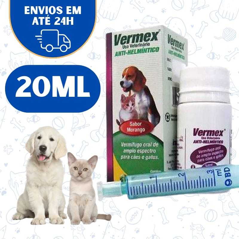 Vermífugo Cachorro Gato Filhote 20ml Líquido Vermex Original em Oferta na Shopee