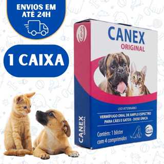 Vermifugo Pet Cachorro Gato Canex Original - 4 Comprimidos Dose Única Anti Vermes em Oferta na Shopee
