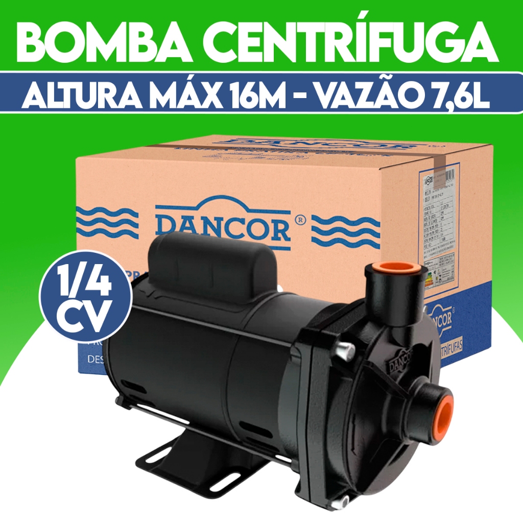 Bomba Centrífuga Elevação 16 Metros Dancor Bivolt Cp-4c Monofásica 1/4cv