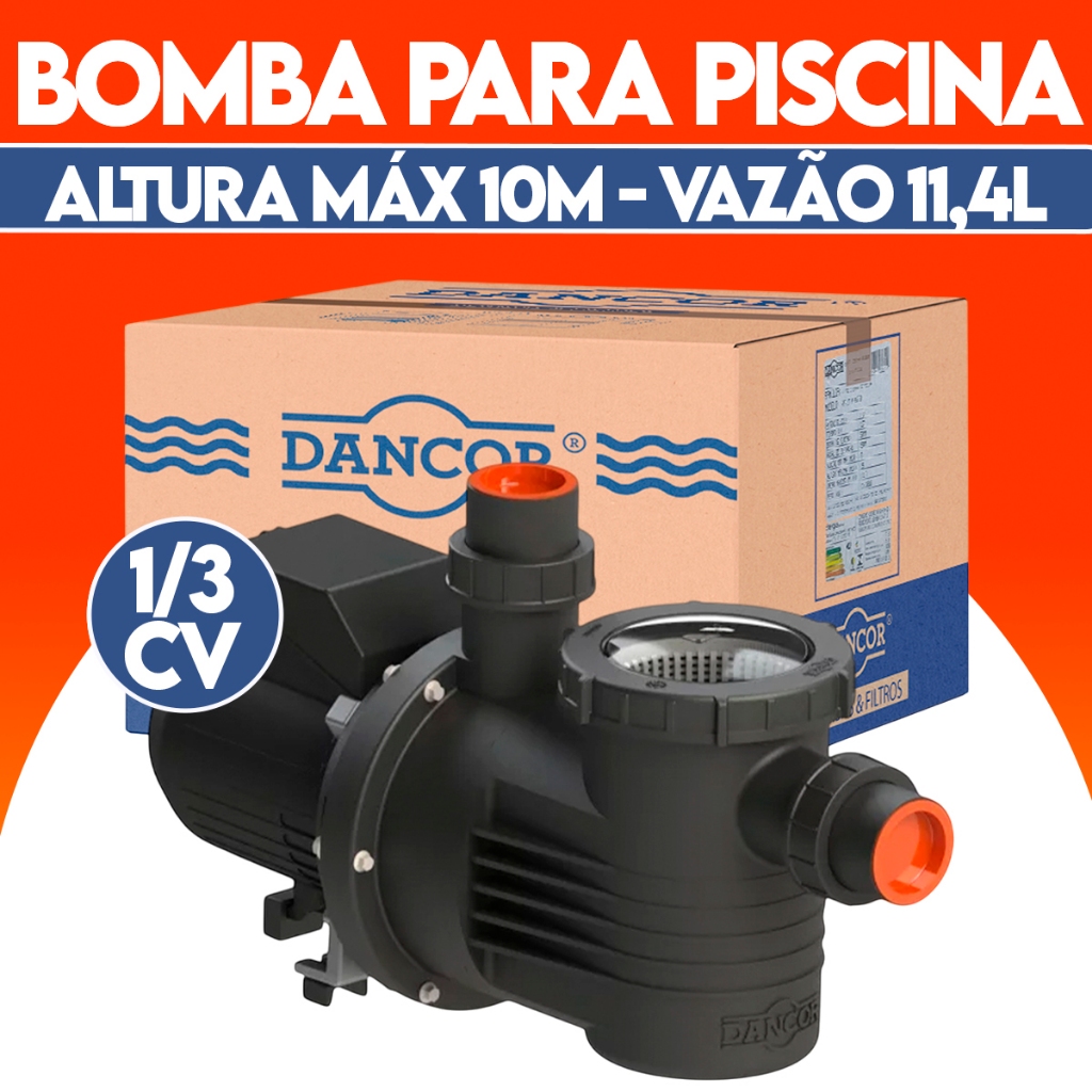Bomba Para Piscina com Pre Filtro Plastik Pf-17 1/3 Cv Monofásica Piscina 127v Dancor