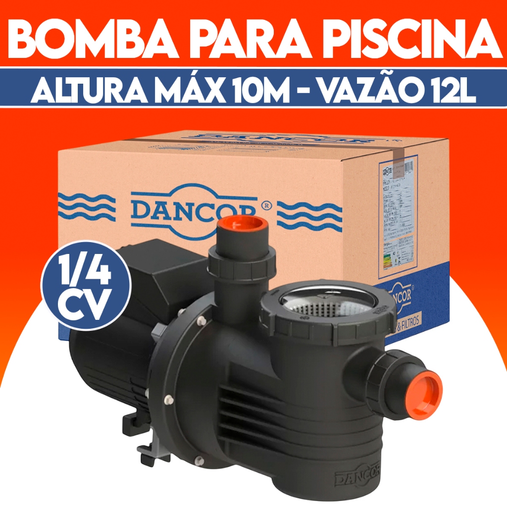 Bomba Para Piscina com Pre Filtro Plastik Pf-17 1/4 Cv Monofásica Piscina 127v Dancor