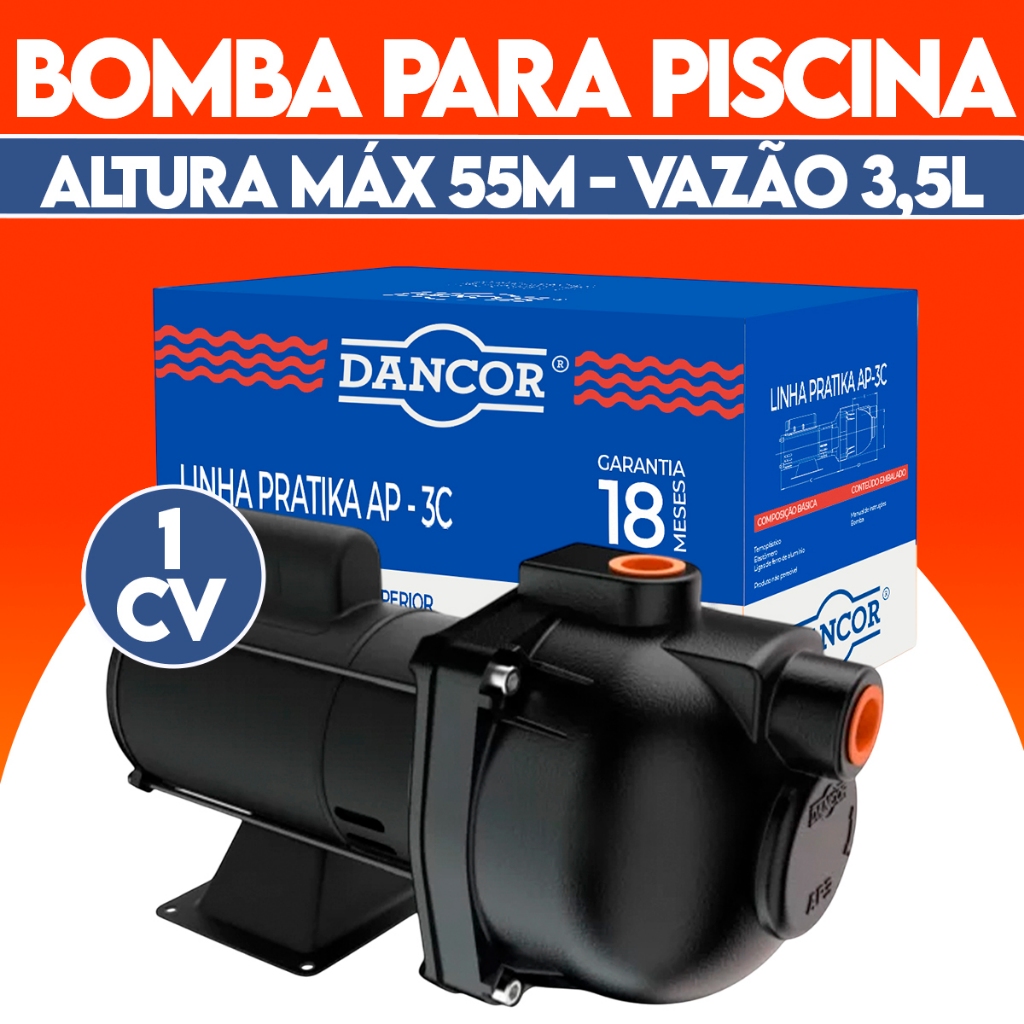 Bomba Autoaspirante Elevação 55 Metros Dancor D'água 1cv Bivolt Multiuso