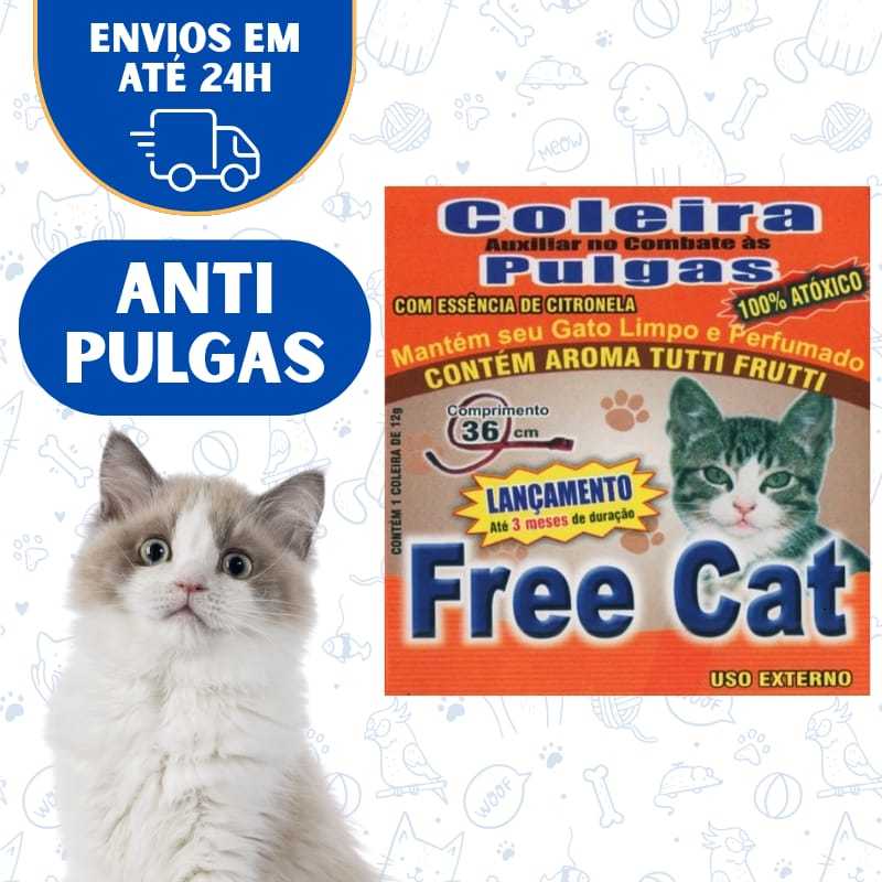Coleira Free Cat  AntiPulgas Gatos Pet Cachorro Gatos