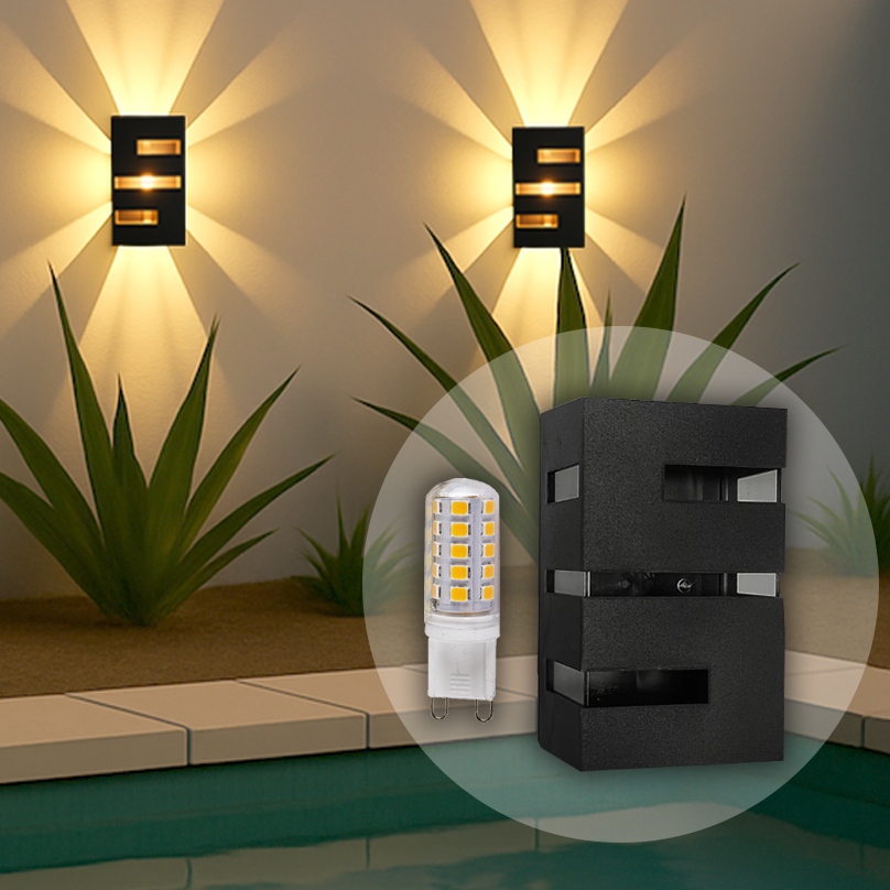 Arandela Frisos e Facho Externa Interna Preta / Branca com LED Branco Frio ou Quente em Oferta na Shopee