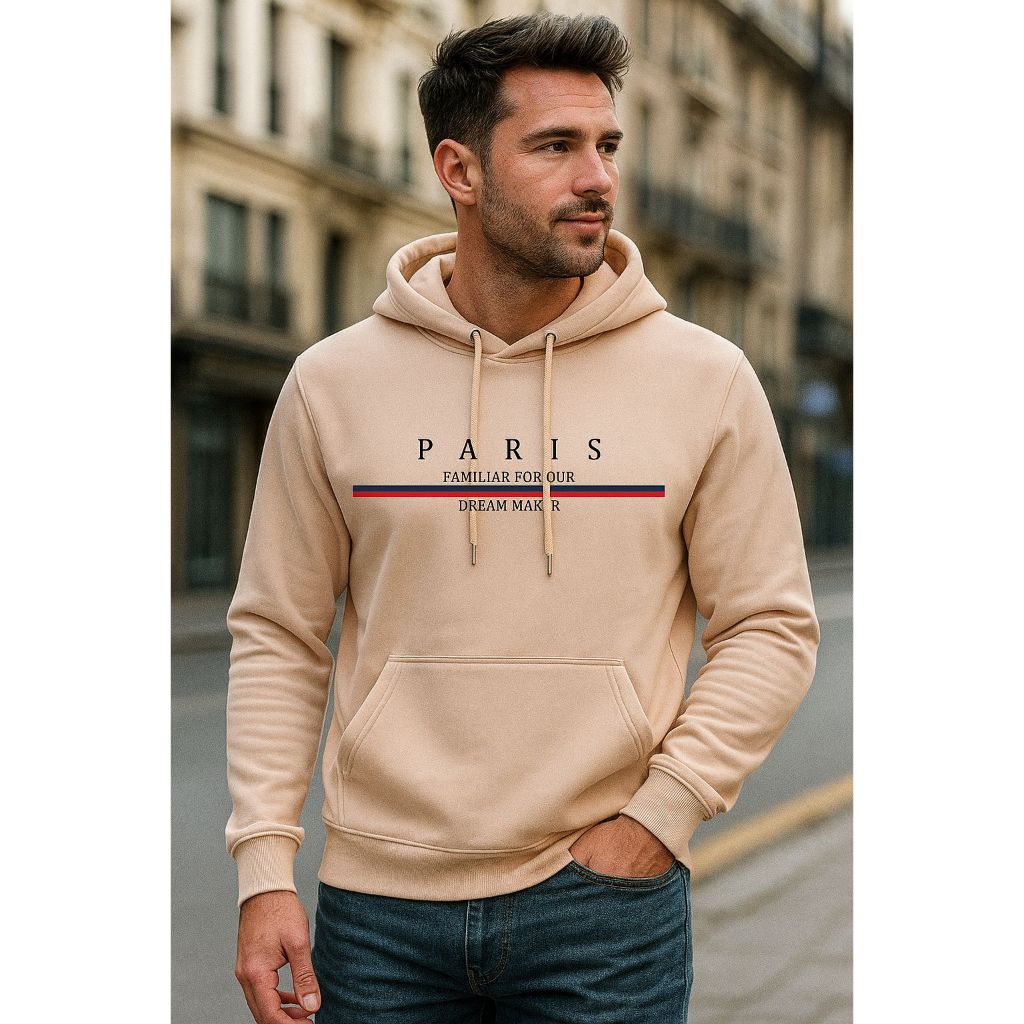 Blusa Frio Casaco Algodão PREMIUM Canguru Estampado Paris ADULTO Não Encolhe Bolso Confortavel