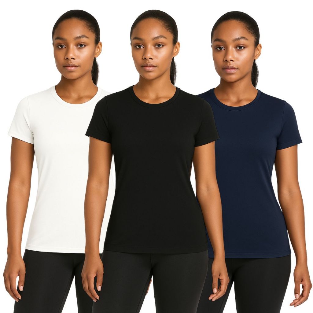 Kit 3 Camisetas BabyLook Feminina UltraFresh Poliamida Premium Dry Fit Ice Touch Não Amassa Academia S/ Suor