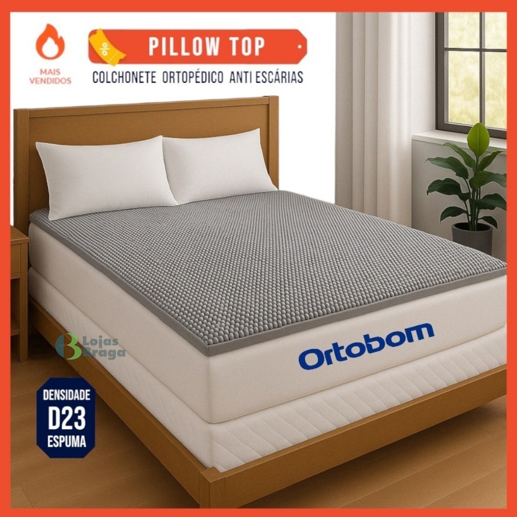 Pillow Top Massageador Colchonete Caixa De Ovo Casca Anti-escaras Casal 190x130x4cm  Ortobom D20