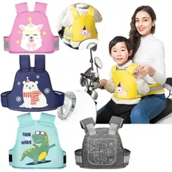 Colete Cinto Segurança Infantil Moto Elétrica Criança Bike Canguru Garupa Desenho Colorido Ajustável Proteção Estampado