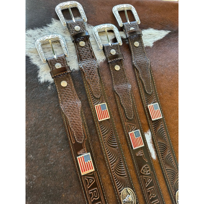 Cinto Country com Bandeira dos Estados Unidos – 100% COURO LEGÍTIMO! Feminino e Masculino