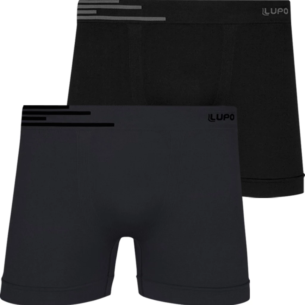 Kit 2 Cuecas Boxer Lupo Poliamida Sem Costura Respirável Confortável Cueca Masculina Original Macia