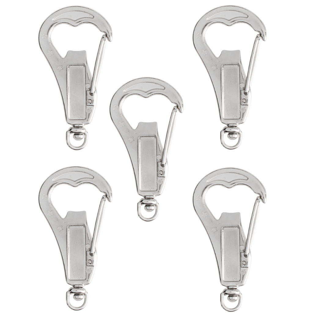 Kit 5 Mosquetão Gancho Abridor de Garrafa Prata Lembrancinha Presente Chaveiro