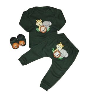 Conjunto Body Bebê c/ Mijão  e Sapatinho Bordado Menino Kit 3 Peças em Oferta na Shopee