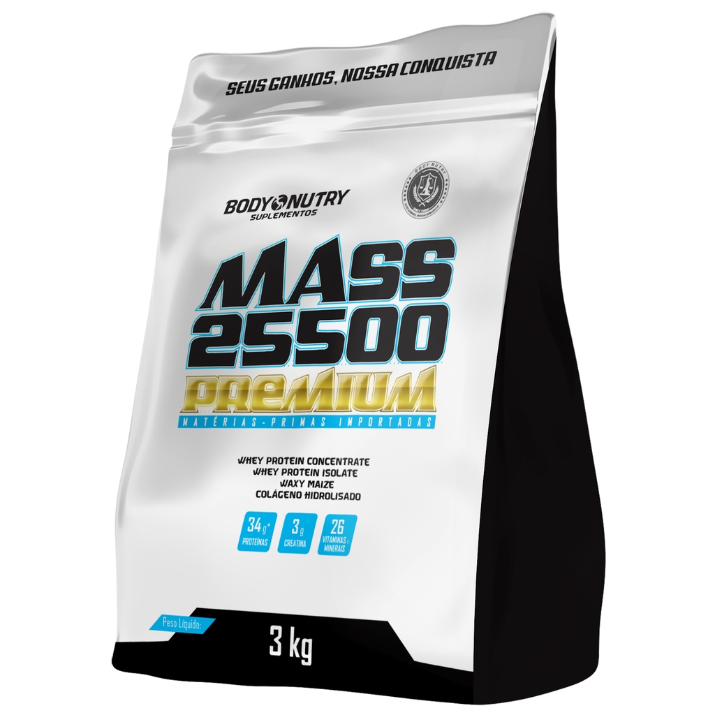 Hipercalórico Mass 25500 Premium, 3kg - Body Nutry em Oferta na Shopee