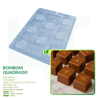 Forma para Chocolate Bombom Quadrado BWB 10551 - Caixinha - Copinho para Doces Finos em Oferta na Shopee