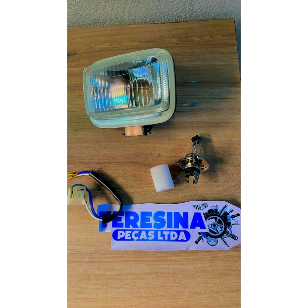 Bloco Óptico Do Farol Modelo Moto Bros 125 150 até 08 XR 200 250 C/ Soquete + Lâmpada +Trava Lampada H4 Alta qualidade