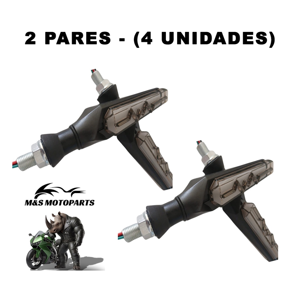 Pisca em Led Seta Sequencial Raio Azul  Universal P/ Motos Honda/ Yamaha/ Dafra/ - 12V 4 Unidades