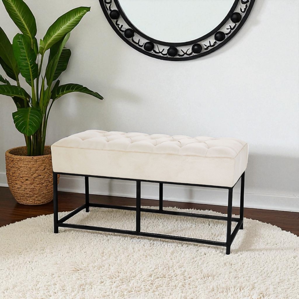 Recamier Retangular Puff Reto De Luxo 80x36 Preto