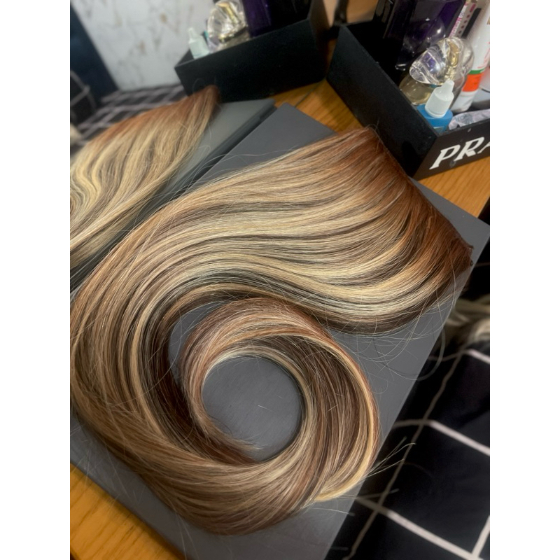 Cabelo Humano c/ Fibra Russa Misturado 100g 😍✨70cm Premium Fibra Importada Loiro Mesclado Perola Preto Iluminado Luzes