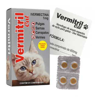 Vermitril gatos Anti Pulgas E Carrapatos 4 Comprimidos mastigáveis em Oferta na Shopee