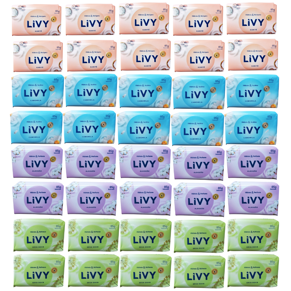 Sabonete Livy 85g - 40 Unidades 4 Fragrâncias