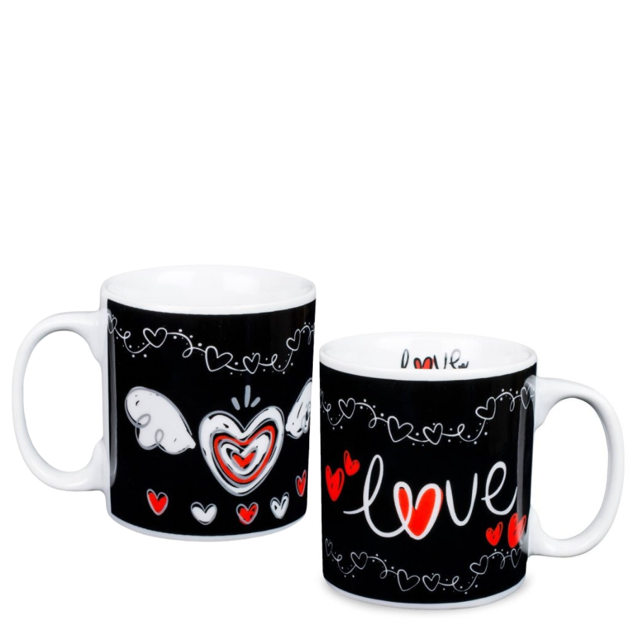 Caneca Love 320ml Porcelana Decorada Café Chá Chocolate Quente Presente Decoração Cozinha
