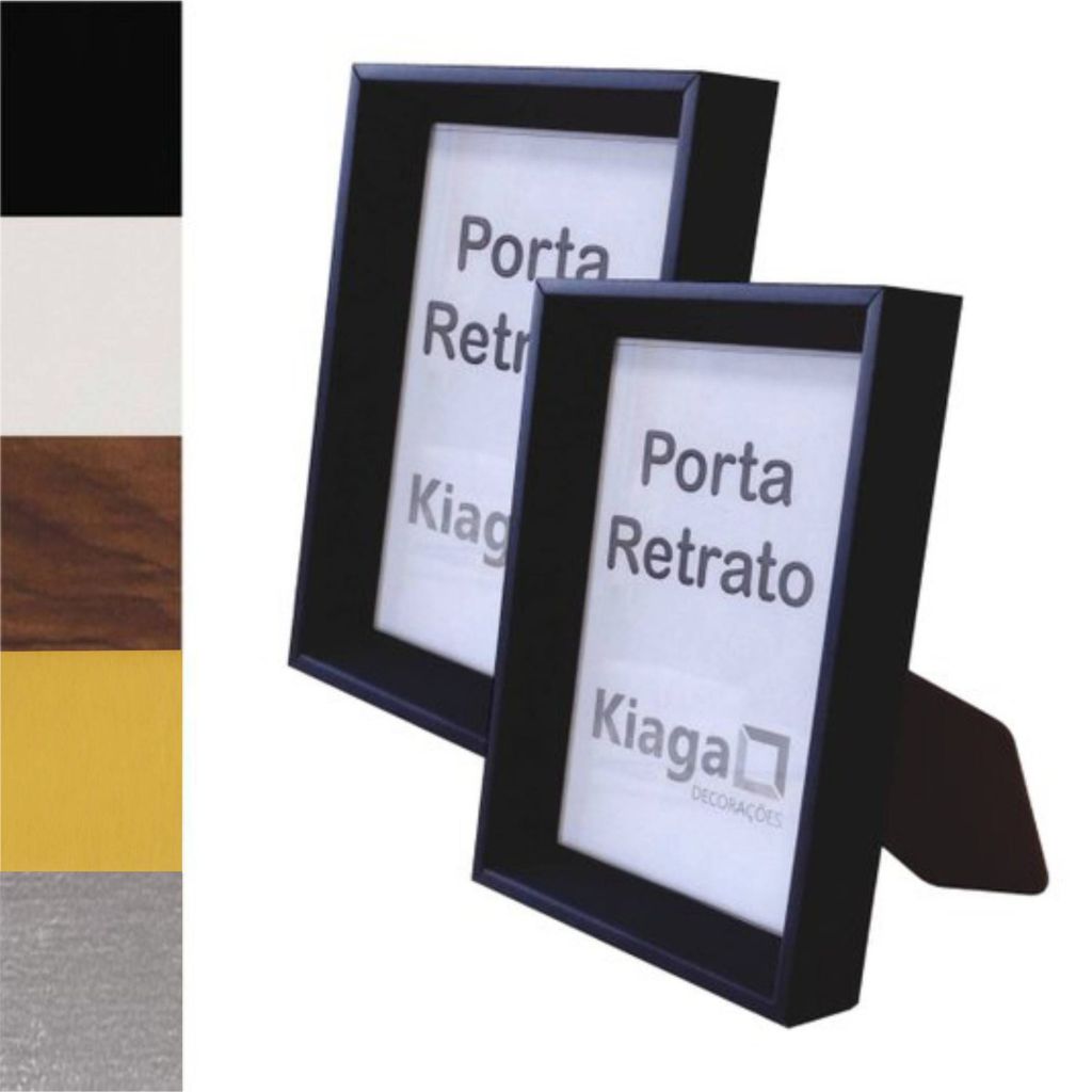Porta Retrato com Moldura Chanfrada e Vidro Mais Fundo com Suporte - 1,5x2