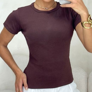 blusa feminina estilosa blusa blusinha feminina canelado gola basica baby look feminina blusa branca em Oferta na Shopee