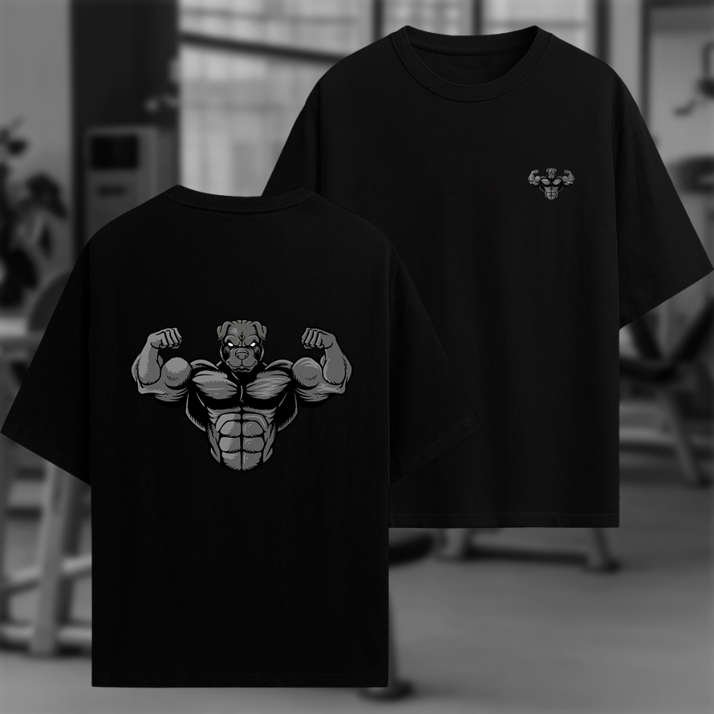 Camiseta Oversized Dog Maromba Estampa Academia Streetwear Estilo Monstro BodyBuilder Promoção