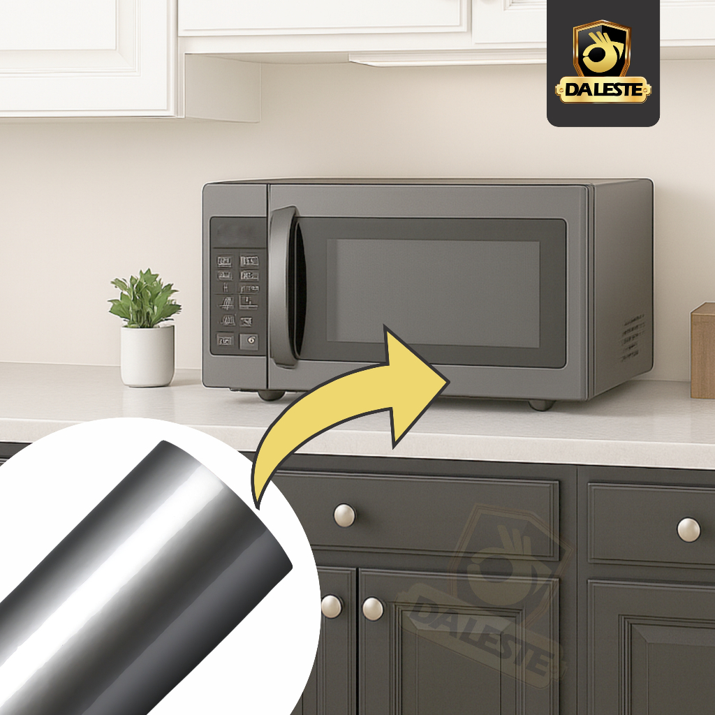 Adesivo Vinil 30cm Película Prata Para Microondas Tipo Inox Impermeável Envelopar Decoração Cozinha em Oferta na Shopee