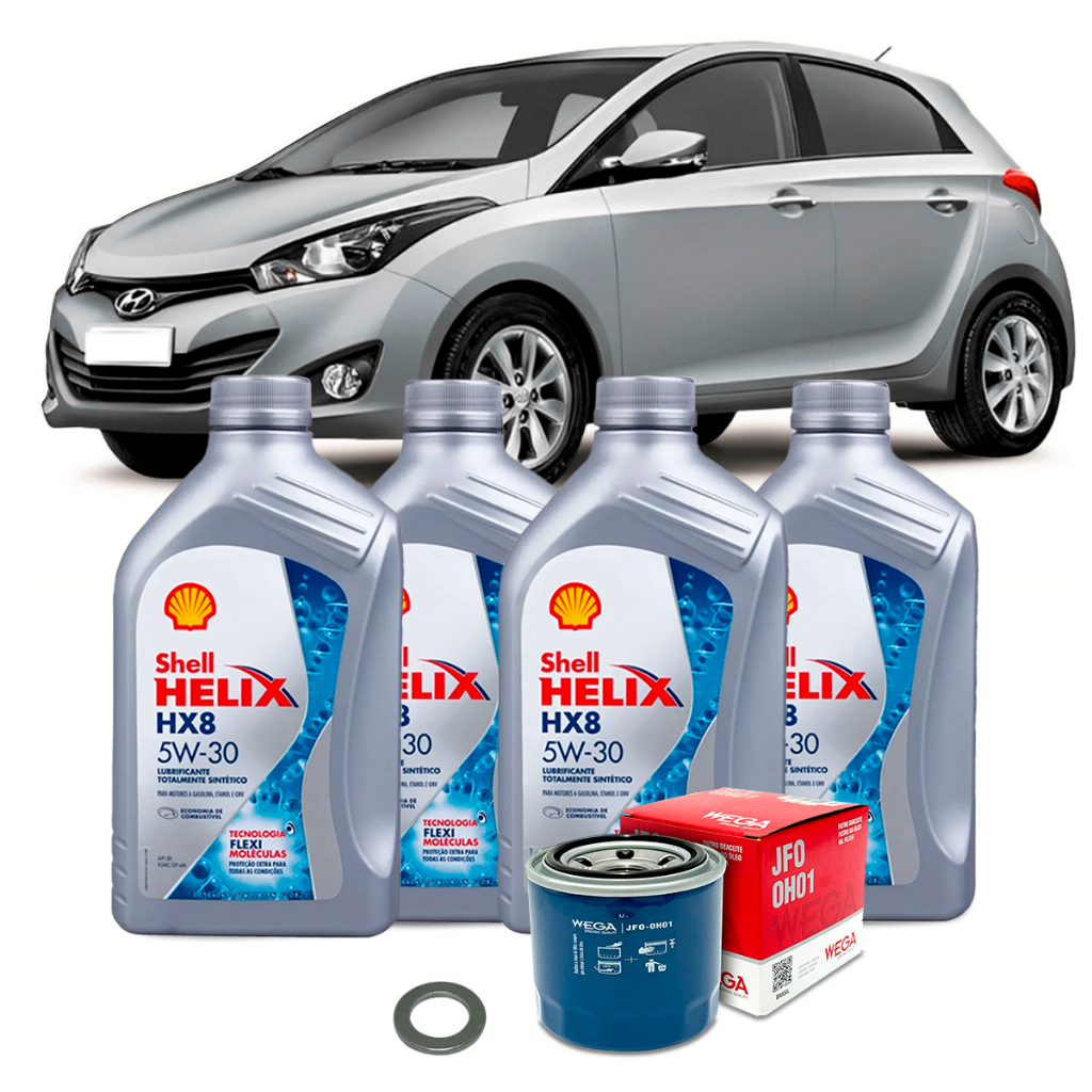 Kit Revisão Troca de Óleo Shell 5w30 Hyundai HB20 1.6 128cv 2012 2013 2014 2015 2016 2017 2018 2019 em Oferta na Shopee