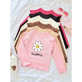 Blusa Infantil Menina Margarida Manga Longa Meia Estação Canelado Ribana DTF03 em Oferta na Shopee