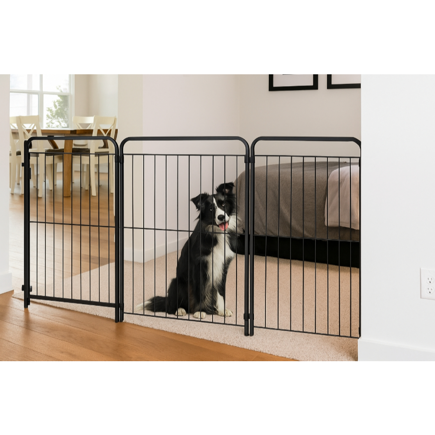 Cercado 3 Módulos + Portão 83cm Utilyse Branco Preto Chiqueirinho Pets Cães Gatos Cachorros Coelhos