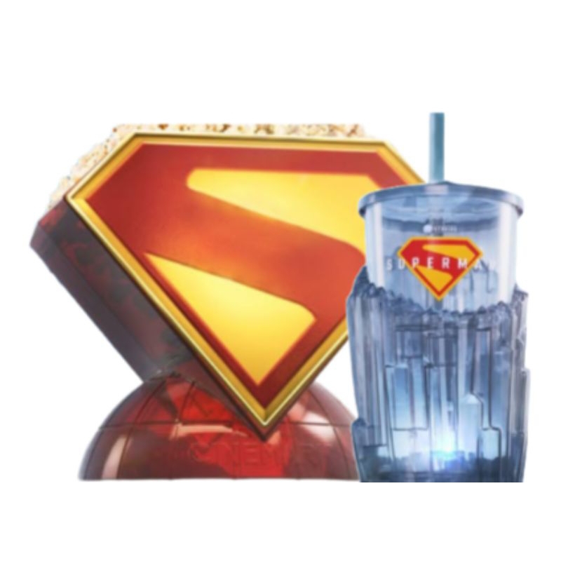 Combo Superman Cinemark Copo Fortaleza da Solidão com Led + Balde Pipoca Símbolo Novo Lacrado Original 2025 DC