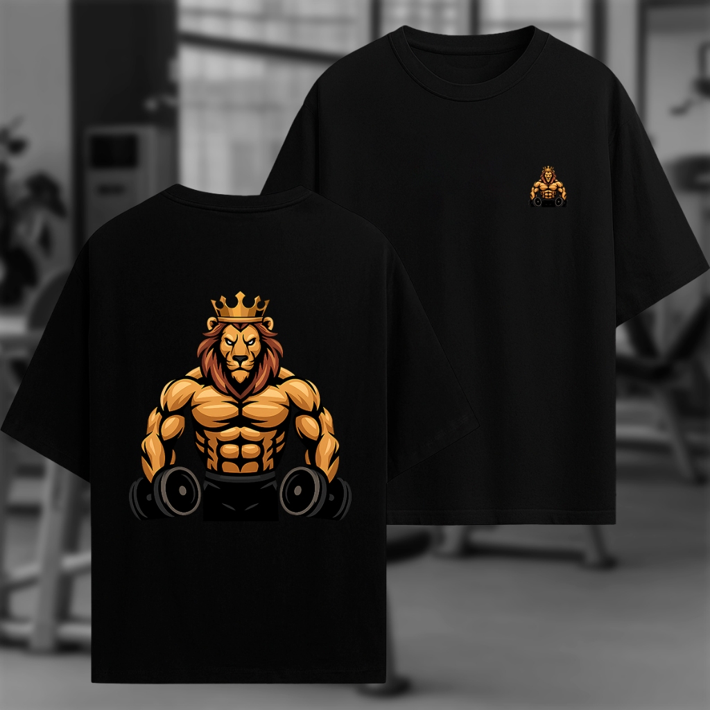 Camiseta Oversized Leão Maromba Estampa Rei da Academia Streetwear Estilo Monstro Promoção