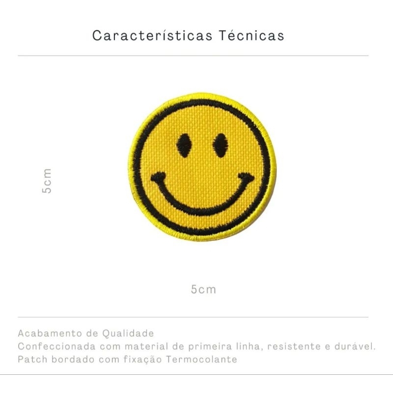 Patch Bordado termocolante SMILE amarelo TODO BORDADO