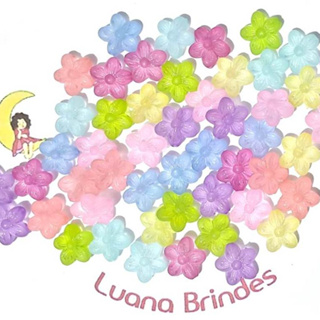 Miçanga Flor Translucida 15mm Acrílico  Pacote Com 50 Unidades Colorida em Oferta na Shopee