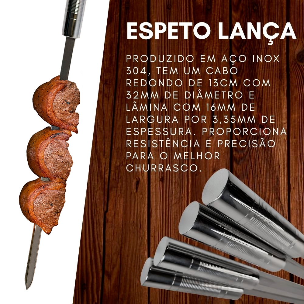 Kit De Espetos 73cm Material Aço Inox 304 Espada Lança Alta Qualidade Premium Churrasco